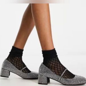 Jeffrey Campbell Regal Embellished Block Heel Mary Jane Pumps In Black size 6.5